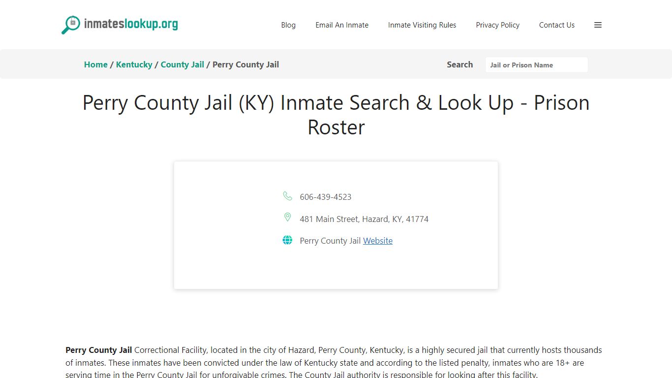 Perry County Jail (KY) Inmate Search & Look Up - Prison Roster